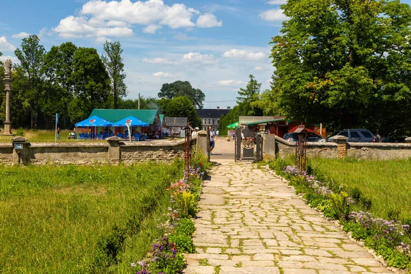 Pidhirtsi Ucrânia Junho 2018 Barracas Com Lembranças Comida Frente Castelo — Fotografia de Stock