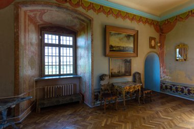 Olesko, Ukraine - 10 June 2018: The rich interior of the Olesko Castle, located about seventy-five kilometers from Lviv, the largest city in western Ukraine.