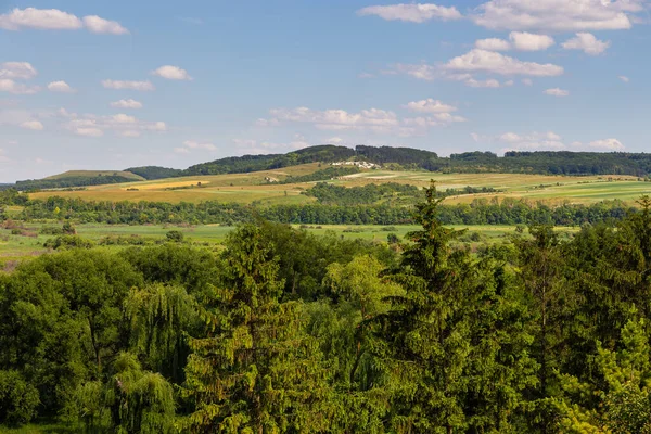 View Olesko Village Castle Hill Olesko Ukraine Spring Season — Stockfoto