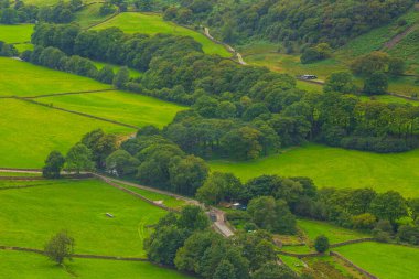 View of the Hardknott Pass, hill pass between Eskdale and the Duddon Valley in the Lake District National Park, Cumbria, England.