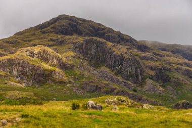 View of the Hardknott Pass, hill pass between Eskdale and the Duddon Valley in the Lake District National Park, Cumbria, England.