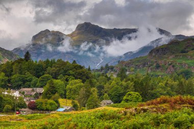 UK, Cumbria - 13 August 2018: Mountain View in Langdale Valley in the Lake District National Park in North West England.