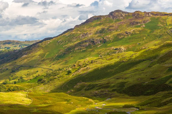 Vista Passe Wrynose Passagem Montanha Parque Nacional Lake District Cumbria — Fotografia de Stock