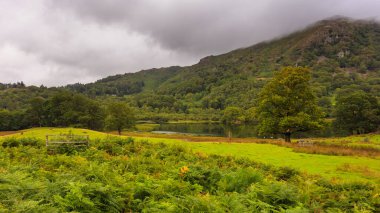 Rothay Vadisi 'ndeki Grasmere ve Ambleside arasında, İngiliz Gölü Bölgesi' nin orta kısmında bulunan Rydal Su Bölgesi 'nin manzarası. İngiltere.