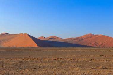 Namib Çölü 'nün güneyindeki Namib-Naukluft Ulusal Parkı' ndaki kum tepeleri..