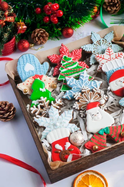 Christmas Homemade Gingerbread Cookies Festival Decoration — Stock Photo, Image