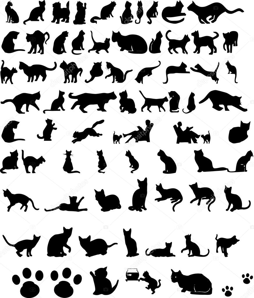 Vector silhouettes of cats