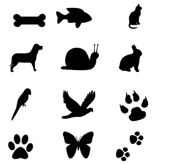 Siluetas de animales — Vector de stock