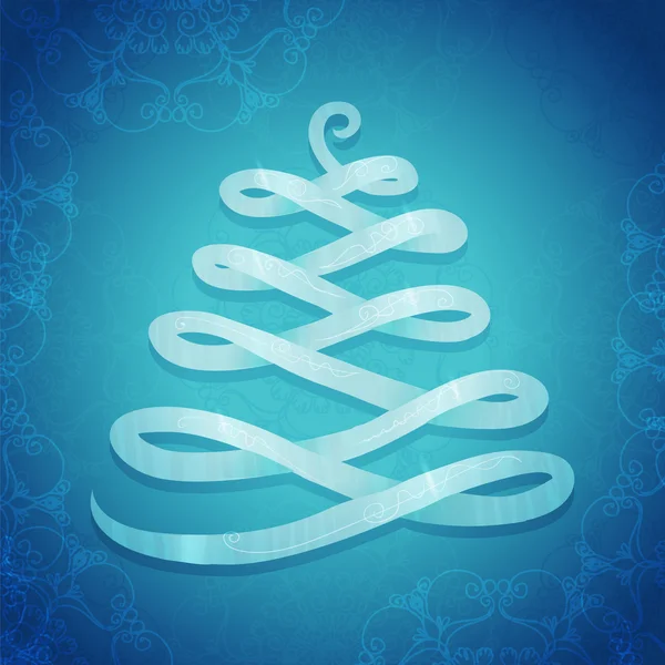 Fond bleu avec arbre de Noël blanc — Image vectorielle