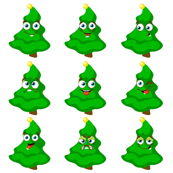 Set of cute Christmas tree on white background — Stock Vector