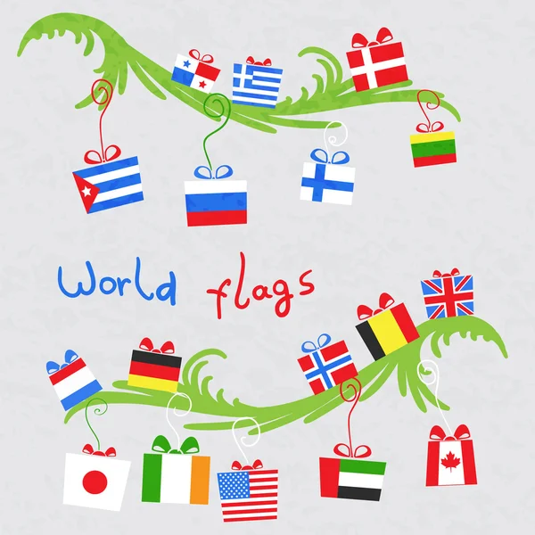 Noel ağacı üzerinde dünyanın dört bir yanından gelen hediyeler