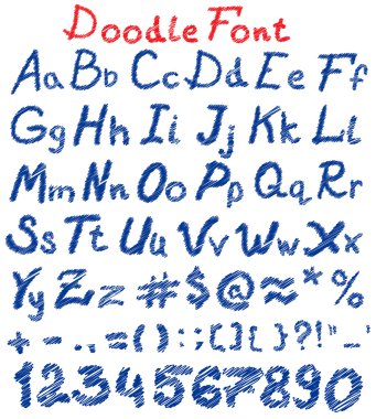 kabataslak alfabe sayılar ve semboller vektör çizim
