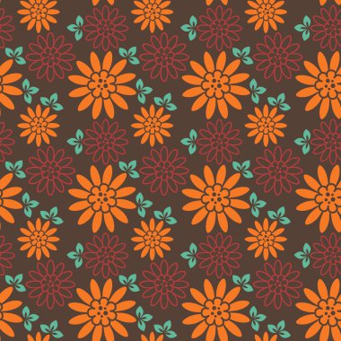 Dikişsiz vintage desen. Turuncu çiçekler. retro tarzı.