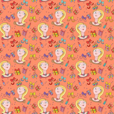 kızlar ve tatil kutuları seamles desen doodles