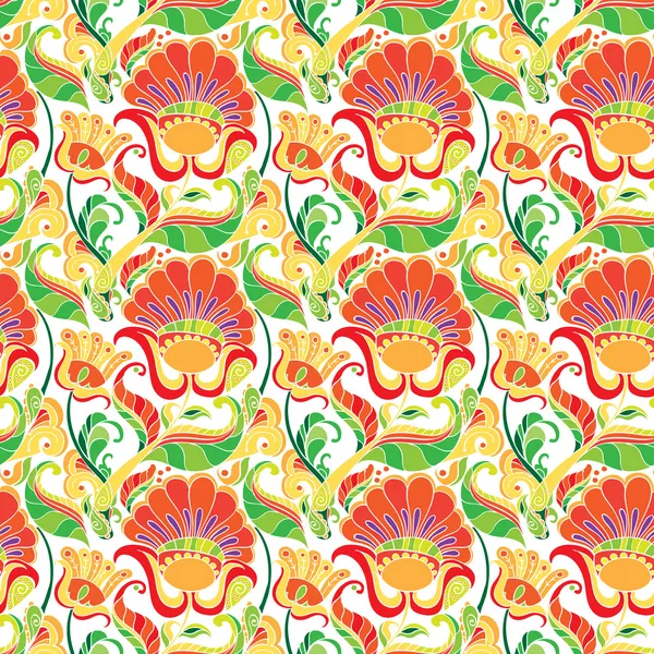 Patrón floral sin costuras sobre fondo blanco — Vector de stock