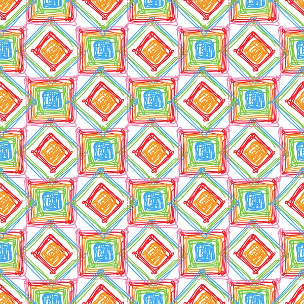 Modèle géométrique sans couture avec des cubes de gribouillis colorés et des rombes — Image vectorielle