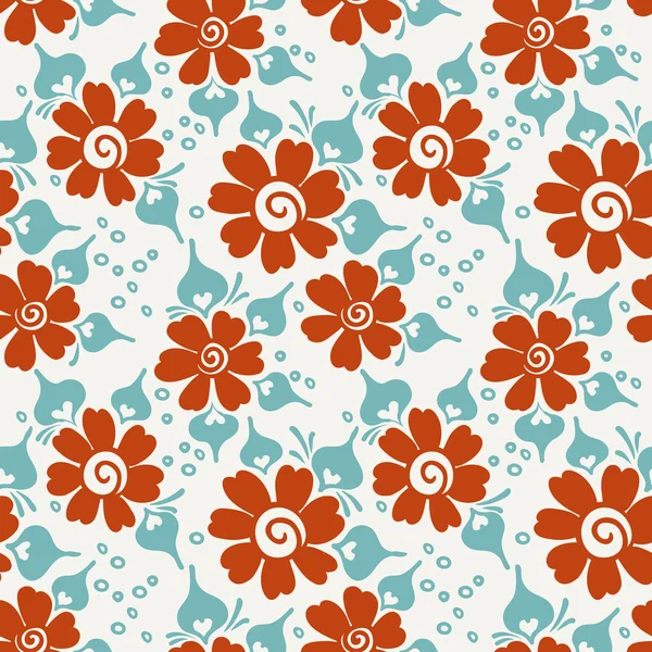 Seamless vintage pattern. Cute red flowers. — Stock Vector