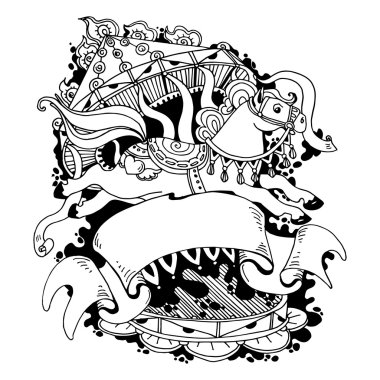 Beyaz ba izole küçük sirk atı, resimde vektör