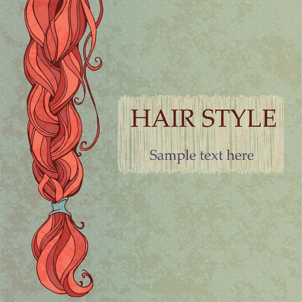 Trançado cabelo vermelho estilo vintage cartaz — Vetor de Stock