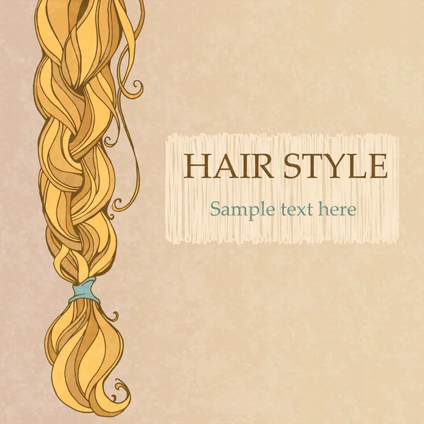 Affiche style vintage cheveux bruns tressés — Image vectorielle