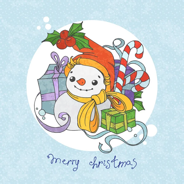 Cute christmas snowman — Stock Vector