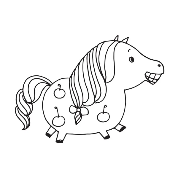 Illustrazione di un cavallo divertente in bianco e nero — Vettoriale Stock