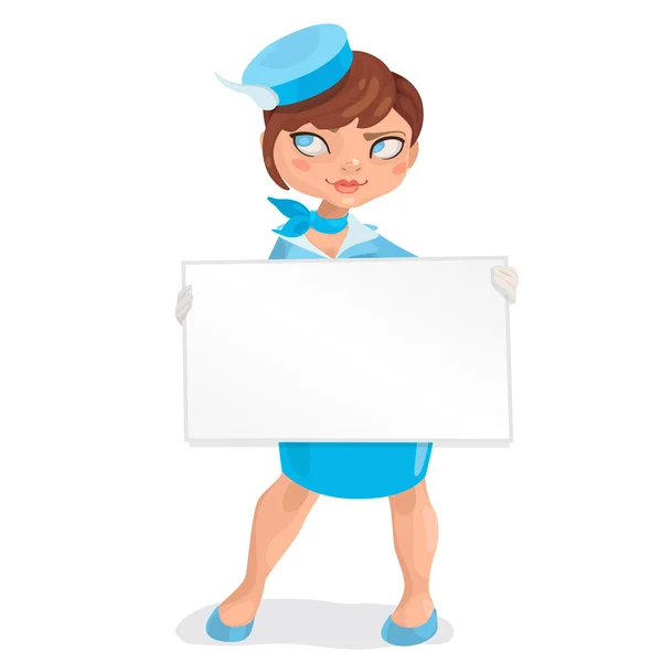 Európai fiatal nő stewardess piros hajat — Stock Vector