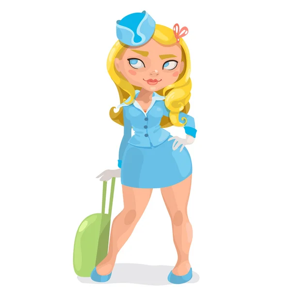 Illustratie van Europese jongeren met blonde haren vrouw stewardess — Stockvector