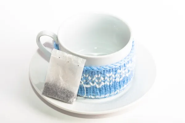 Zimowy Puchar dzianiny i herbata — Zdjęcie stockowe