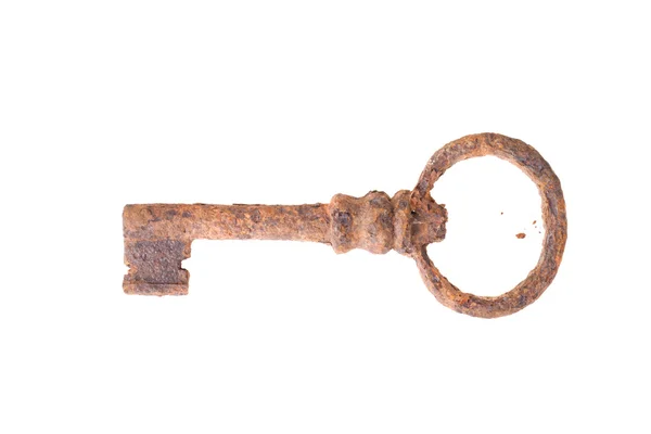 Antigua llave oxidada aislada sobre fondo blanco. —  Fotos de Stock