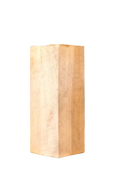 Bloque de madera de pino aislado sobre fondo blanco — Foto de Stock