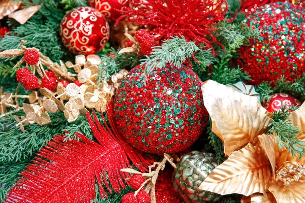 Sfondo astratto con Natale splendente arredamento colorato primo piano — Foto Stock