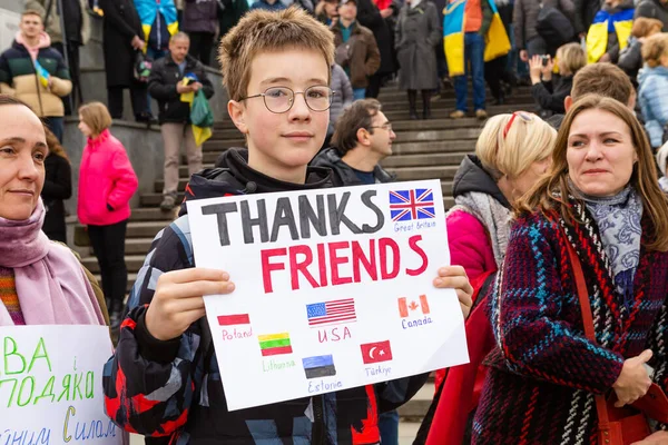 Odessa Ukraine Feb 2022 Unity March Odessa Russian Invasion Boy — Free Stock Photo