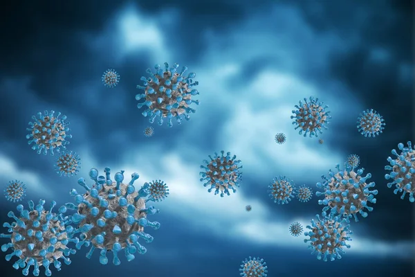 Gambar Sel Virus Covid Flu Coronavirus Kovid Virus Influenza Latar — Stok Foto