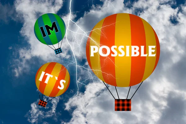 Hőlégballonok Lehetséges Koncepcióval Absztrakt Háttér Gondolkodás Kreativitás Illusztráció — Stock Fotó