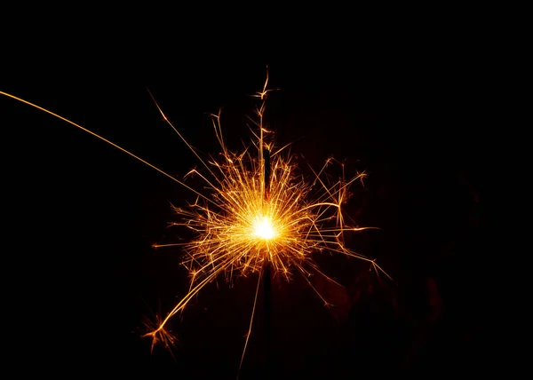 Bright Burning Sparkler Dark Background — Stock Photo, Image