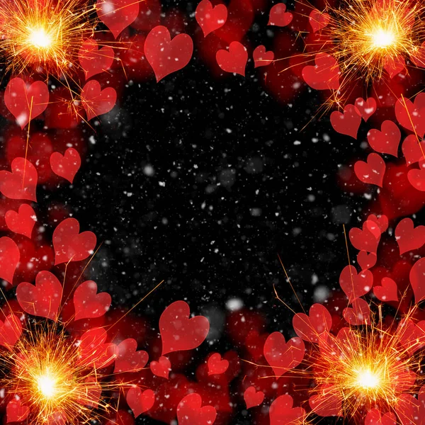 Burning Sparklers Abstract Snowy Background New Year Celebration Illustration — Stock Photo, Image