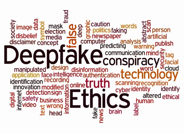 Σύννεφο Word Deepfake Ethics Έννοια Δημιουργούν Μόνο Κείμενο — Φωτογραφία Αρχείου