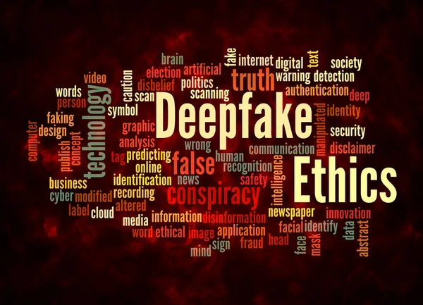 Σύννεφο Word Deepfake Ethics Έννοια Δημιουργούν Μόνο Κείμενο — Φωτογραφία Αρχείου