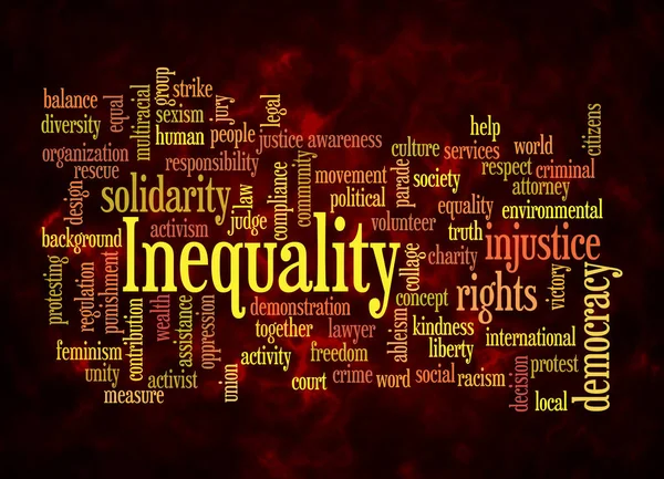 Word Cloud Концепцією Inequality Створюється Тільки Текстом — стокове фото