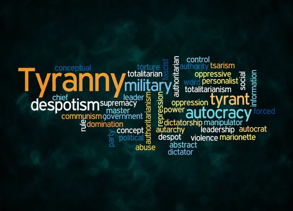 Word Cloud Концепцією Tyranny Створюється Тільки Текстом — стокове фото