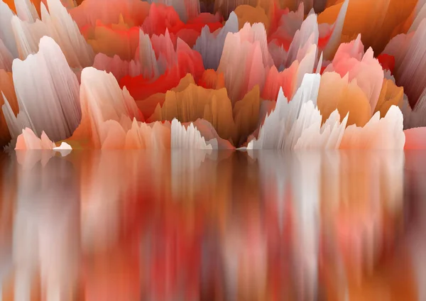 神奇的世界景观 超现实的湖泊和反思 创造力和想象力 3D说明 — 图库照片