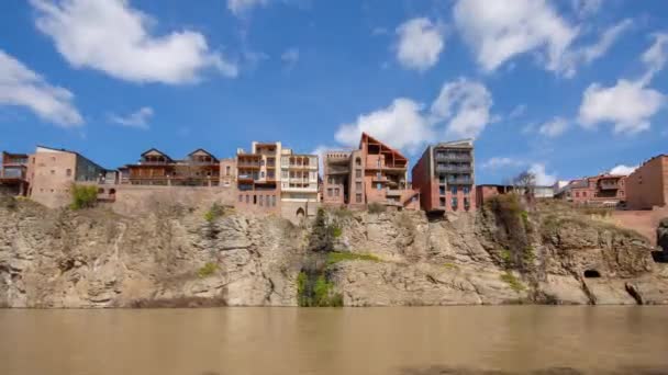 Грузия Тбилиси Апреля 2022 Года Дома Балконами Историческом Районе Тбилиси — стоковое видео