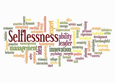 Word Cloud with SELFLESSNESS concept create with text only. clipart