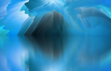 Sihirli dünya. Soyut manzara, gerçeküstü göl ve yansımalar. sanat, yaratıcılık ve hayal gücü. 3d illüstrasyon.