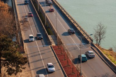 Georgia, Tbilisi - December 31, 2021: Traffic on city street.