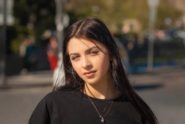 Hermosa Chica Adolescente Calle Vieja Ciudad Europea Viajes — Foto de Stock