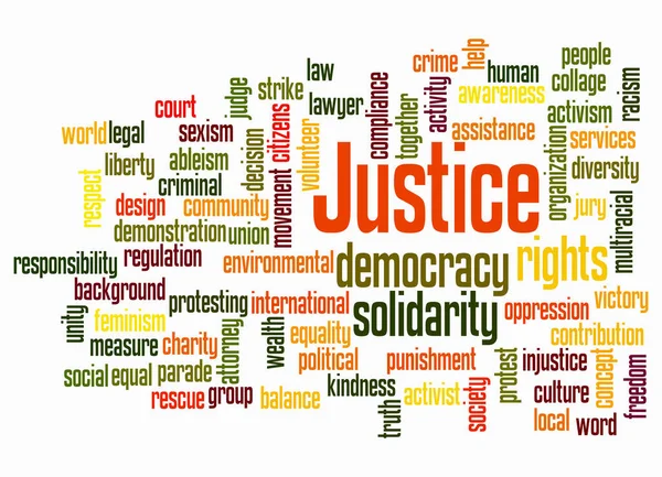 Word Cloud Концепцією Justice Створюється Тільки Текстом — стокове фото