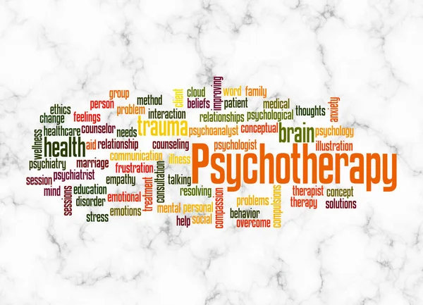 Σύννεφο Word Την Έννοια Psychotherapy Δημιουργούν Μόνο Κείμενο — Φωτογραφία Αρχείου