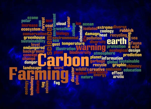 Word Cloud Концепцією Carbon Farming Створюється Тільки Текстом — стокове фото